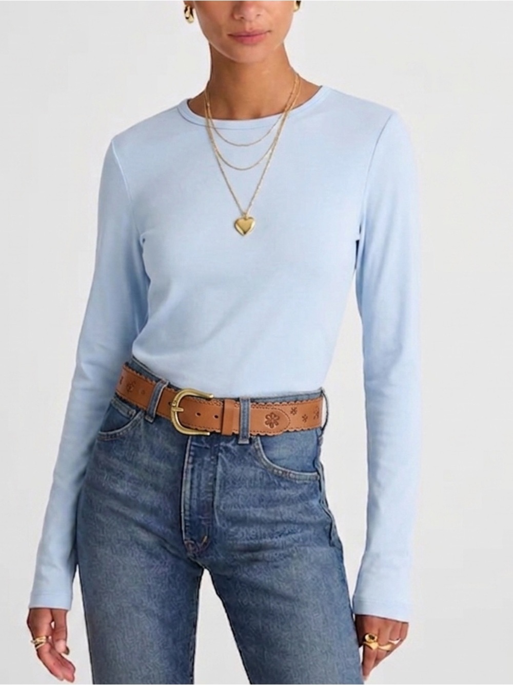 Madewell Coastal Light Blue Supima Cotton Long Sleeve Tee Shirt Womens XL NW949